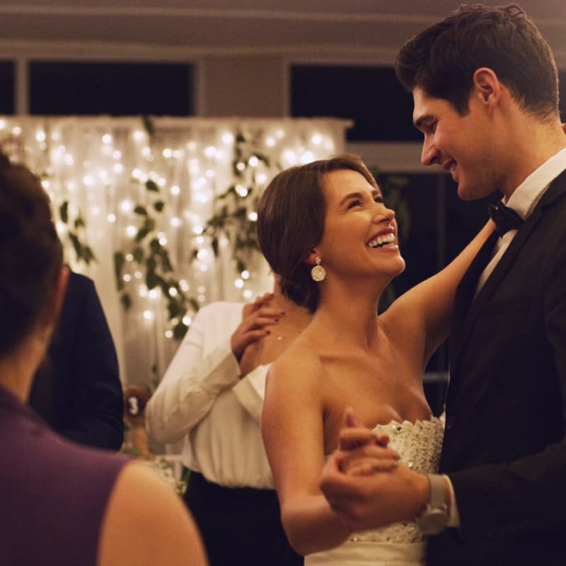 2025 wedding reception at Bellamere Winery featuring floral ceiling and countryside charm